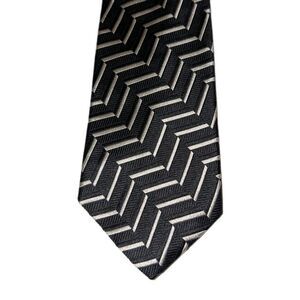 Vintage Christian Dior Signature 100% Silk Tie Black Silver Geometric Canada